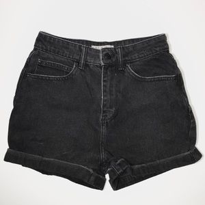Vintage Distressed Black Denim Mom Shorts